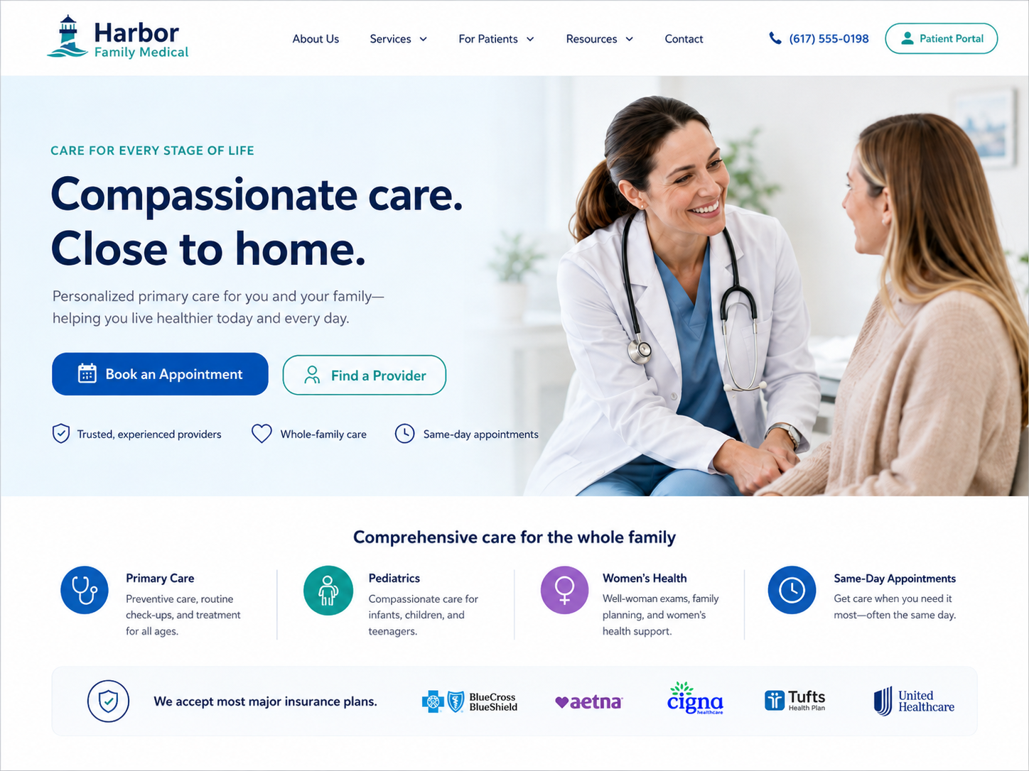 Salon or clinic page with a 