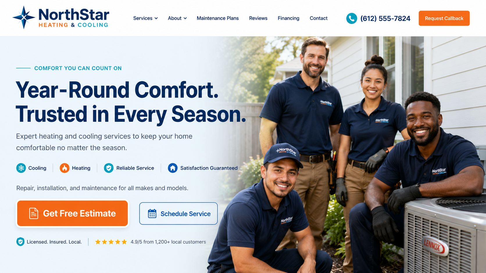 Home services site with a 