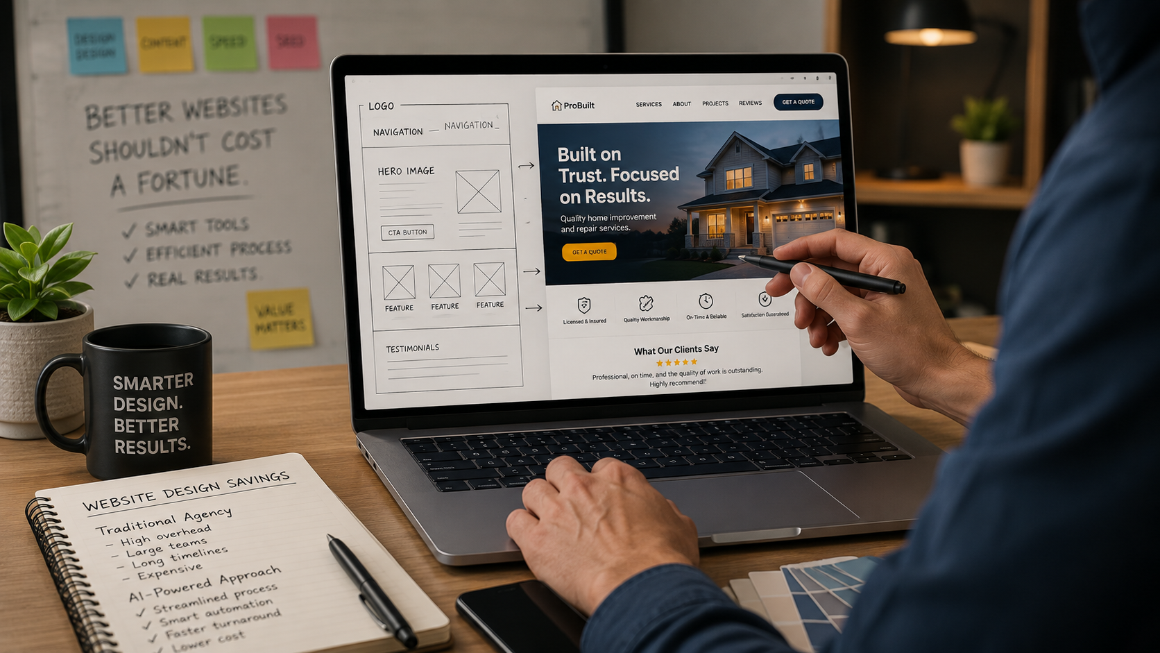 Illustration for the article: How AI is changing the cost of website design.