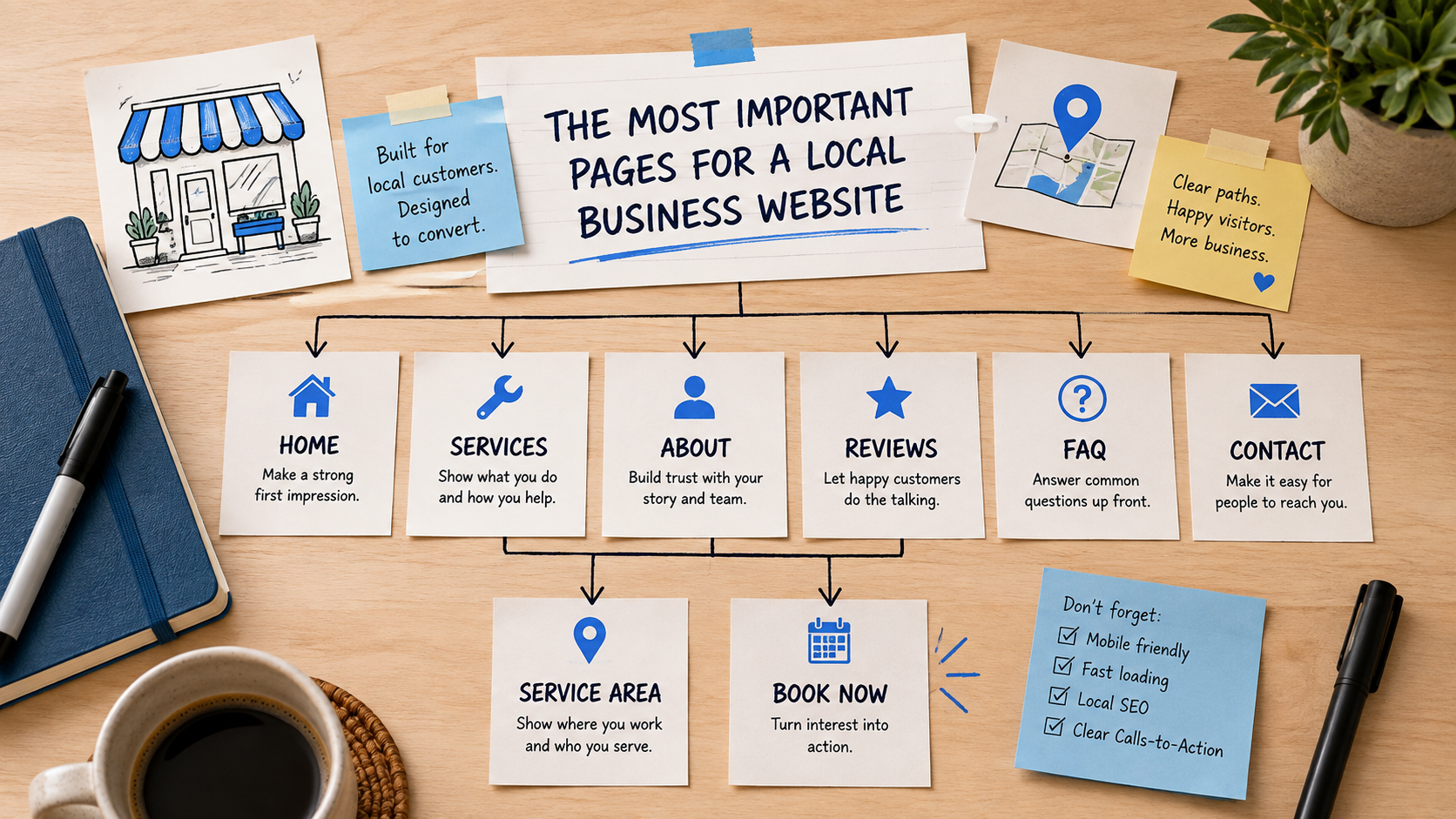 Illustration for the article: The most important pages for a local business.