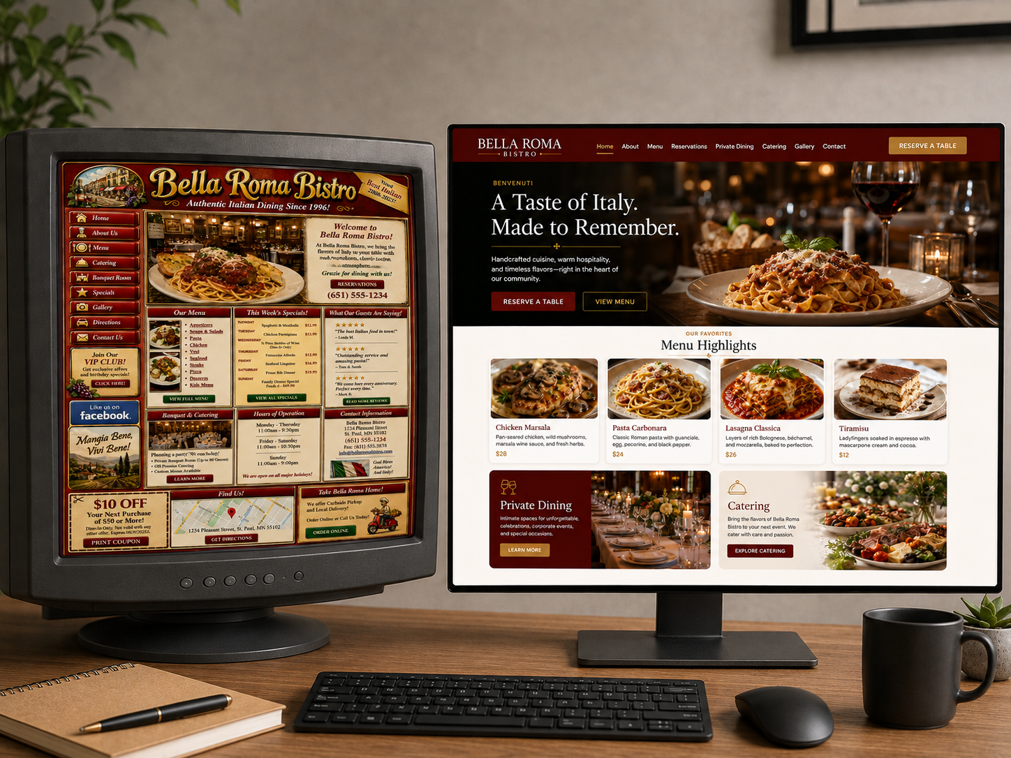 The Bella Roma Bistro concept redesign.