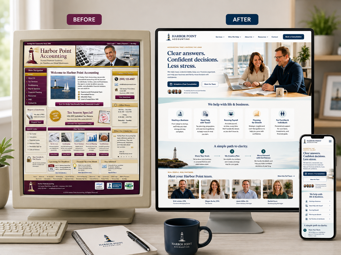 The Harbor Point Accounting concept redesign.