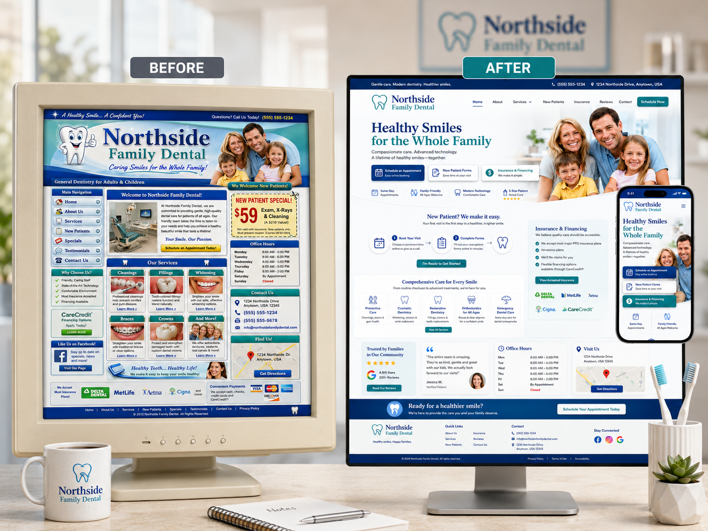 The Northside Family Dental concept redesign.