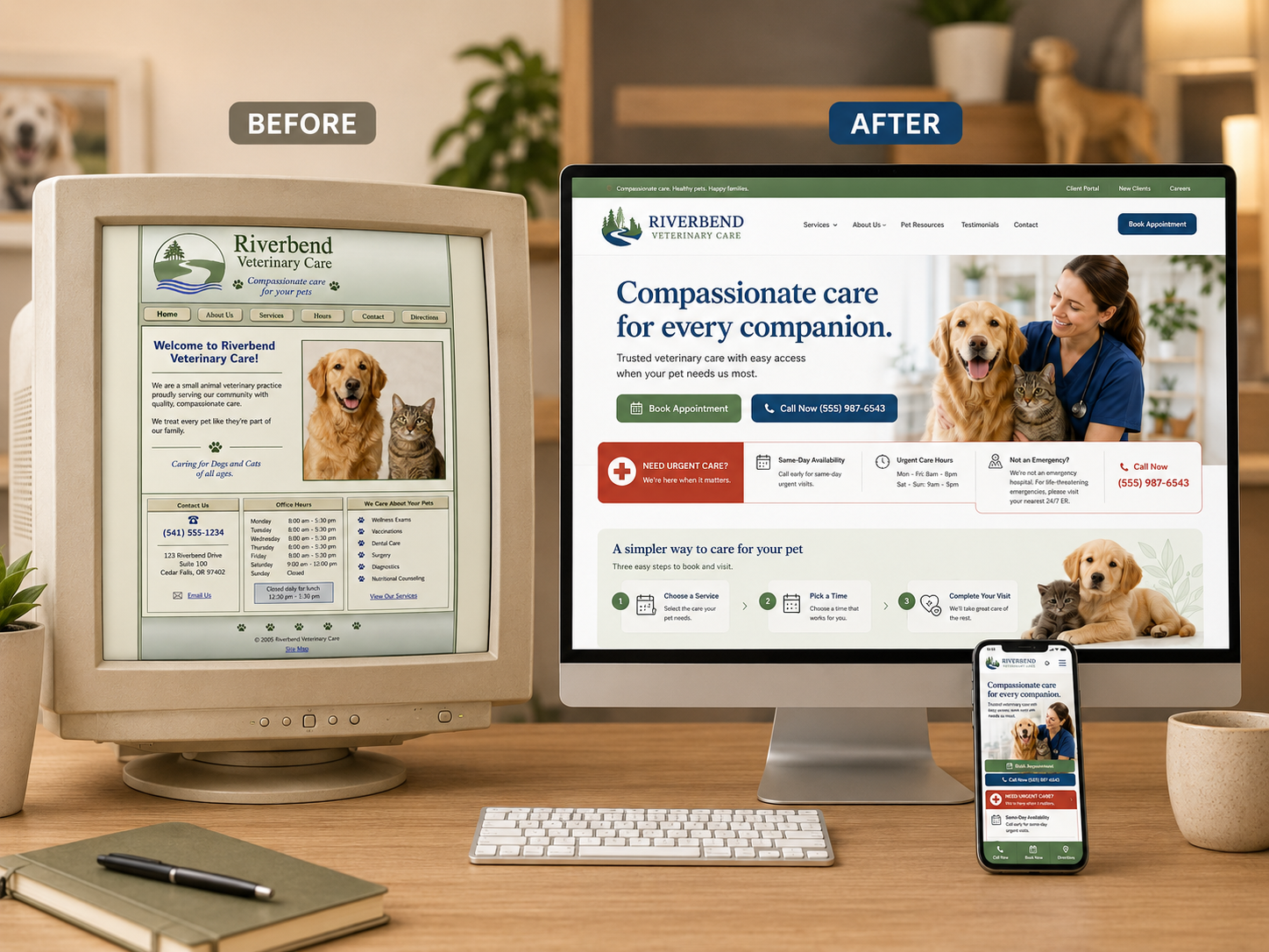 The Riverbend Veterinary concept redesign.