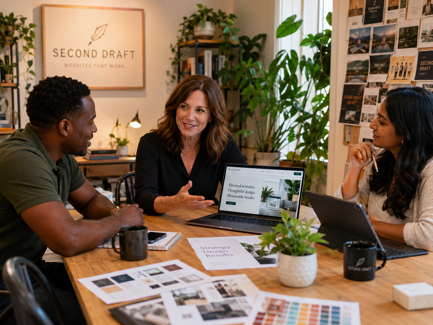 The Second Draft team working through a website redesign.