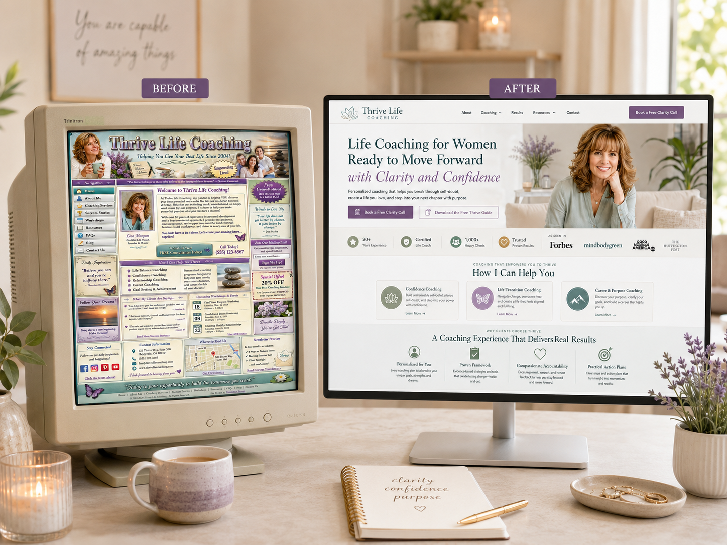 The Thrive Life Coaching concept redesign.