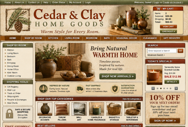 The original Cedar & Clay website before redesign
