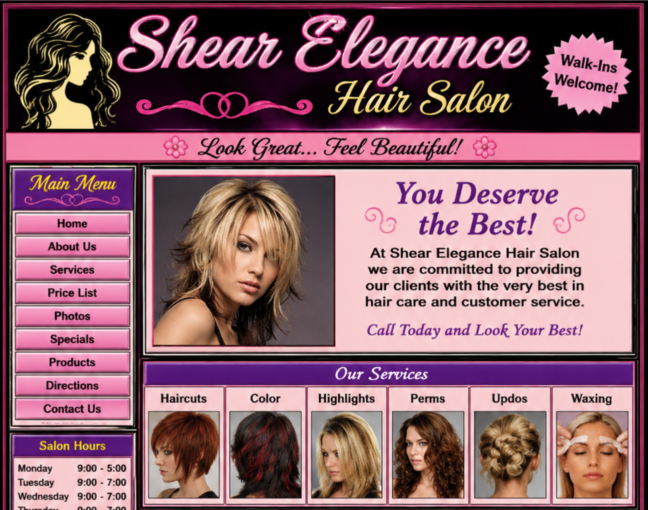 The original Luxe Hair Studio website before redesign